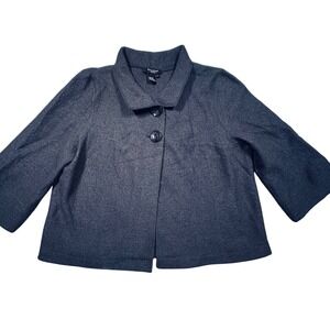 Sandro Sportswear Womens Gray 100% Wool‎ Cropped Jacket 3/4 Sleeve L 3 Button